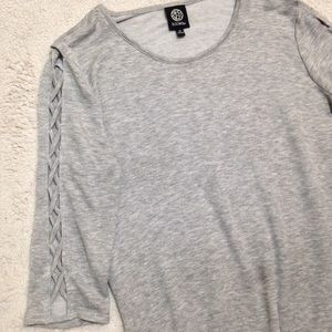 Bobeau 3/4 length Sleeve w/Cross Strap Detail Top